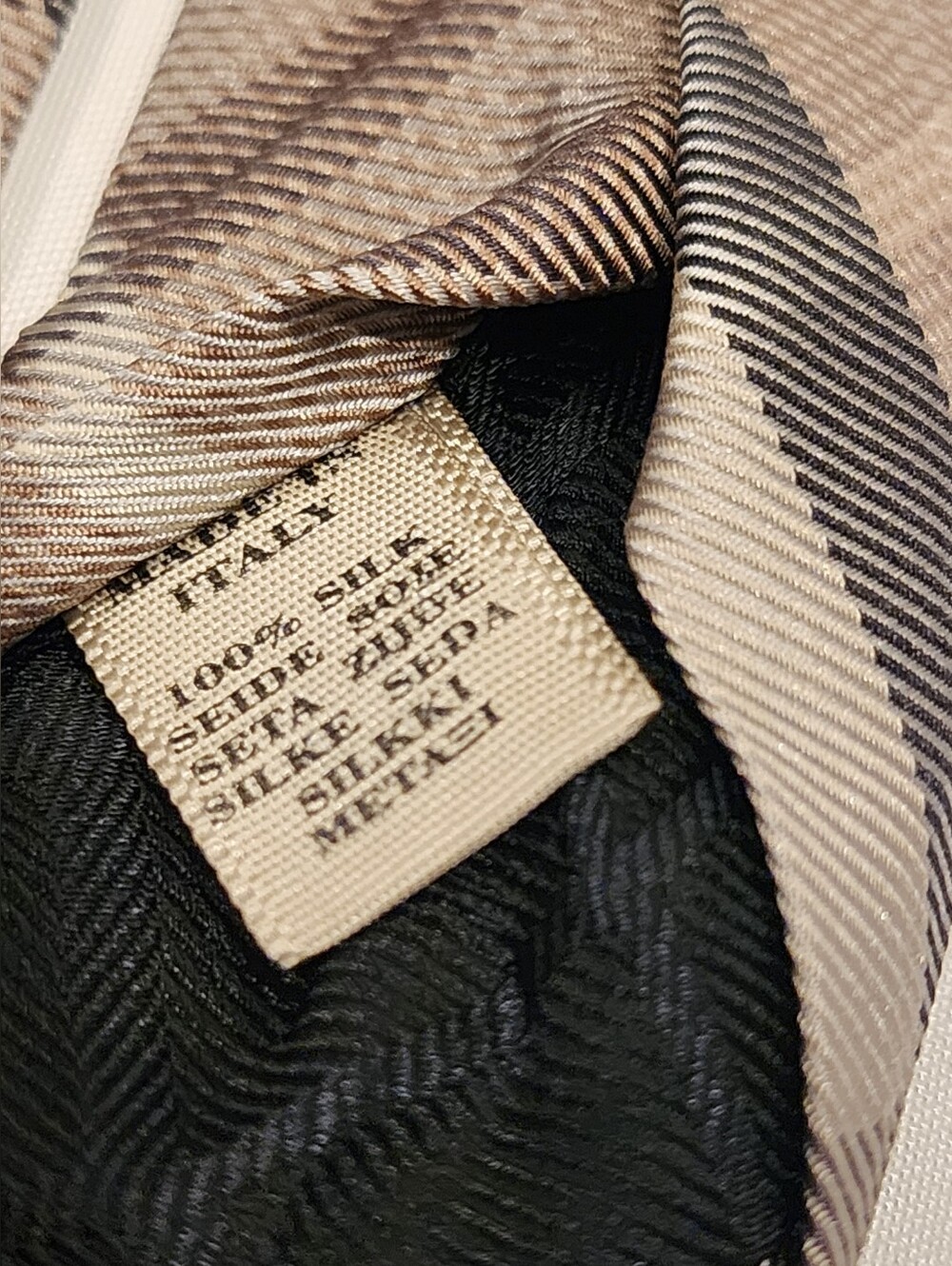 Burberry Taupe and Black Plaid Silk Tie - Picture 6 of 10